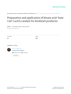 Preparation and application of binary acid-base CaO