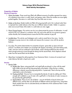 Science Expo 2016 Physical Sciences Brief Activity Descriptions 1