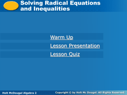Solving Radical Equations and Inequalities