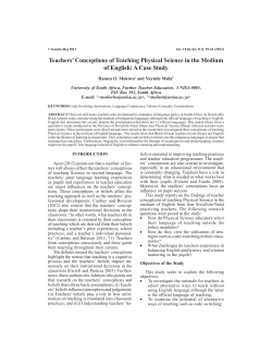 Teachers` Conceptions of Teaching Physical Science in the Medium