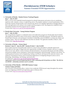 Summer Extended STEM Opportunities For Florida High