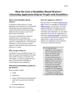 The Disability-Based Waiver: Citizenship for People with Disabilities