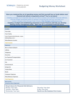 Budgeting Money Worksheet