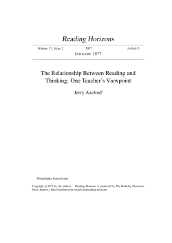 The Relationship Between Reading and Thinking: One Teacher`s