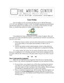 Page 1 1 Essay Writing The term essay was first used during the