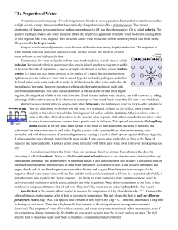 The Properties of Water - Marine Science