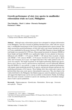 Growth performance of sixty tree species in