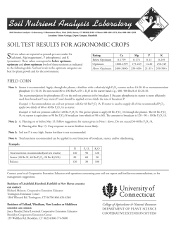 Agronomic Crops - UConn`s Soil Nutrient Analysis Laboratory