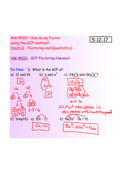 Aim #102: How do we Factor using the GCF method?