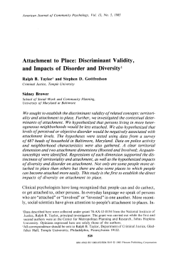 Attachment to place: Discriminant validity, and impacts of disorder
