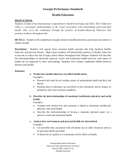 Georgia Performance Standards Health Education