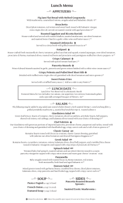 Lunch Menu - Caffe Gelato