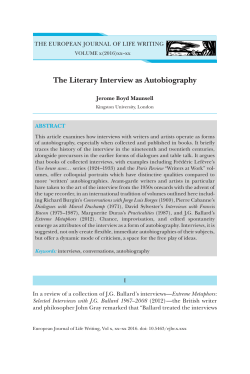The Literary Interview as Autobiography
