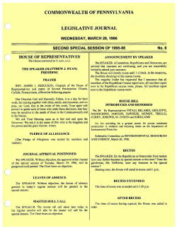 commonwealth of pennsylvania legislative journal
