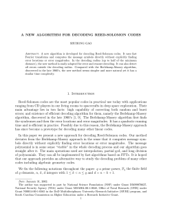 A NEW ALGORITHM FOR DECODING REED