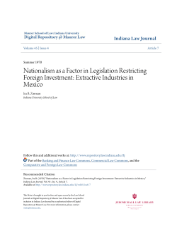 Nationalism as a Factor in Legislation Restricting Foreign Investment