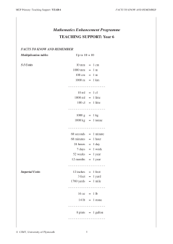 Mathematics Enhancement Programme TEACHING SUPPORT: Year 6