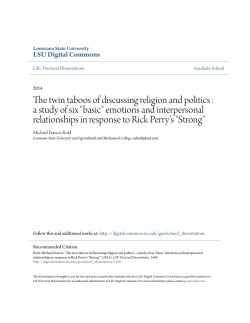 The twin taboos of discussing religion and politics : a study of six