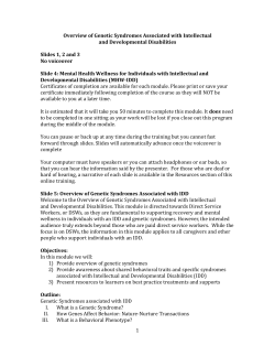 1 Overview of Genetic Syndromes Associated with Intellectual and