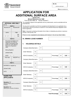 Application for additional surface area on a mining lease