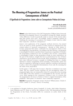 The Meaning of Pragmatism: James on the Practical Consequences
