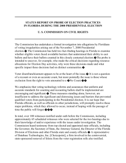 Status Report On Probe Of Election Practices In