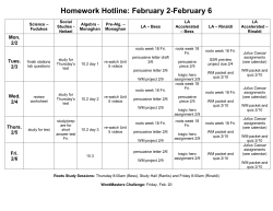 Homework Hotline: February 2-February 6
