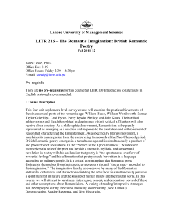 LITR 216-The Romantic Imagination