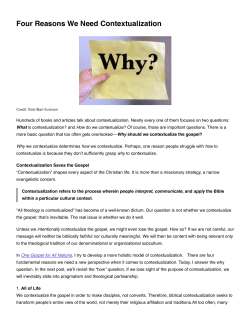 Four Reasons We Need Contextualization