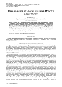 -Decolonization in Charles Brockden Brown`s Edgar Huntly: