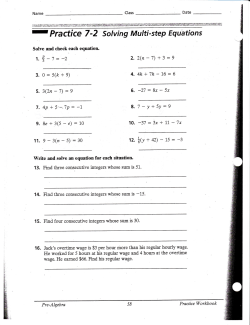 Practice 7-2 Solving Multi`step Equations