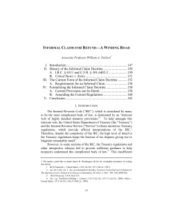 Informal Claims for Refund &ndash; A Winding Road