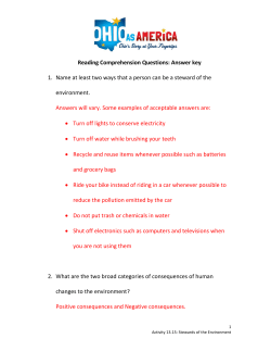 Reading Comprehension Questions: Answer key 1. Name at least