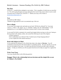 British Literature &ndash; Summer Reading (The Hobbit by JRR Tolkien)