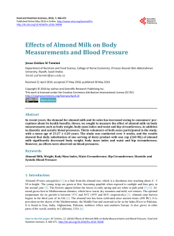 Effects of Almond Milk on Body Measurements and Blood Pressure