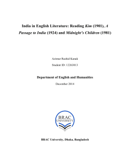 India in English Literature: Reading Kim (1901), A Passage to India