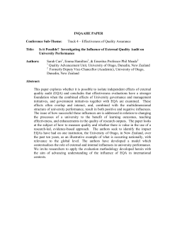 Track 4 – Effectiveness of Quality Assurance Title: Is it Possible?