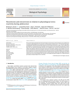 Neuroticism and extraversion in relation to physiological - VU-AMS