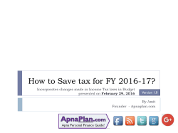 How to Save tax for FY 2016-17?