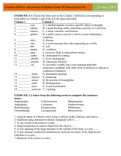 Common Suffixes and prefixes in Medical Terms. Dr Masoud Sirati Nir