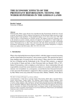 THE ECONOMIC EFFECTS OF THE PROTESTANT REFORMATION