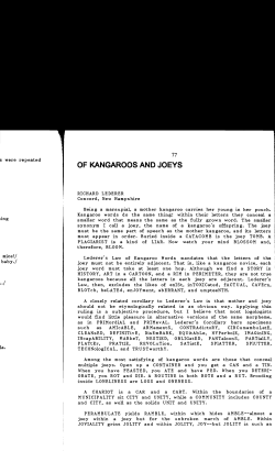 Of Kangaroos and Joeys - Digital Commons @ Butler University