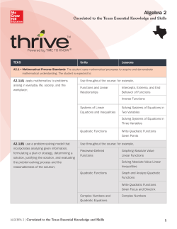 Algebra 2 Correlated to TEKS