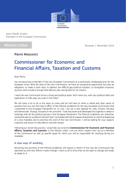 September 2014 Commissioner for Economic and Financial Affairs