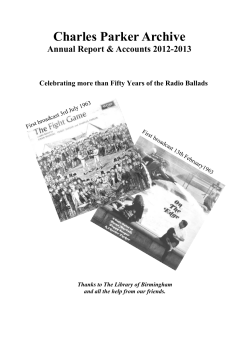 2013 Annual Report - The Charles Parker Archive Trust