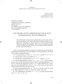 on the relative chronology of slavic consonantal developments