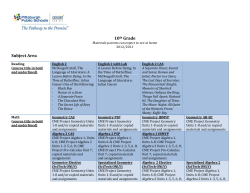 10th Grade Subject Area - Pittsburgh Public Schools
