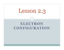 Lesson 2.3 - Electron Configuration