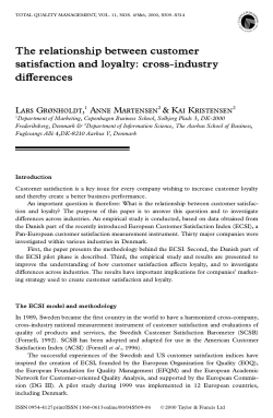 The relationship between customer satisfaction and loyalty: cross
