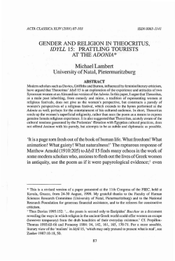 GENDER AND RELIGION IN THEOCRITUS, IDYLL 15: PRATTLING